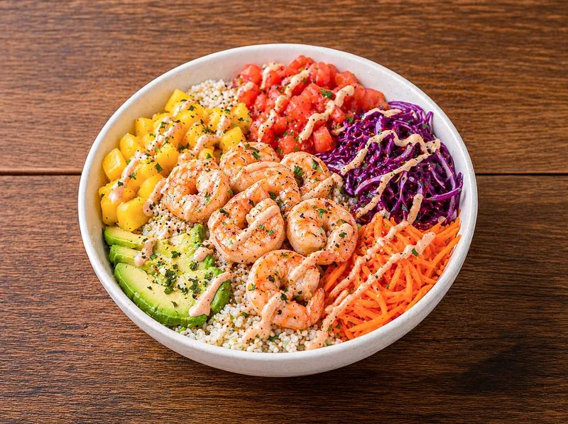 Shrimp mango bowl