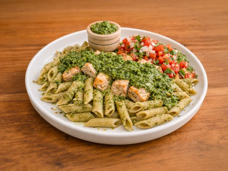Penne Integrales al pesto 
